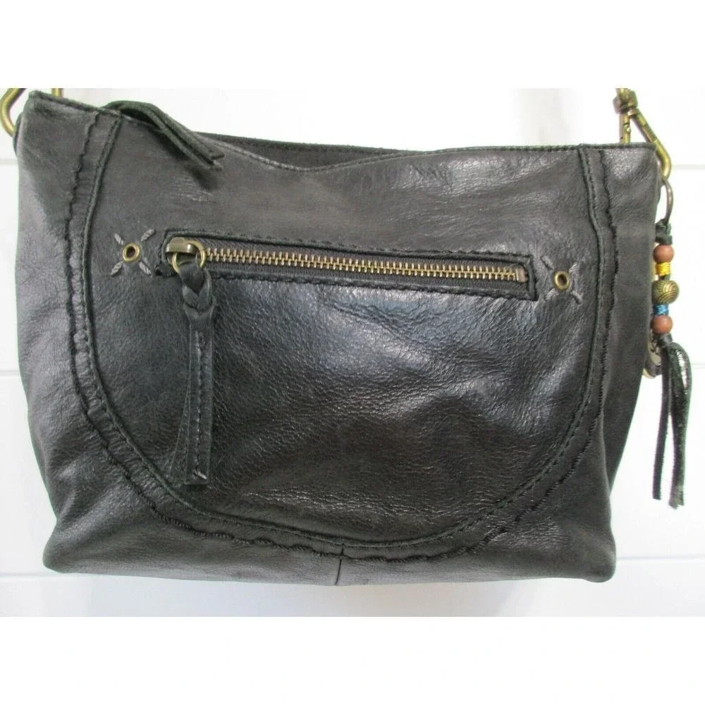 The Sak Women's Indio Hobo Leather Shoulder Bag Purse Black Braided Strap‎ Boho